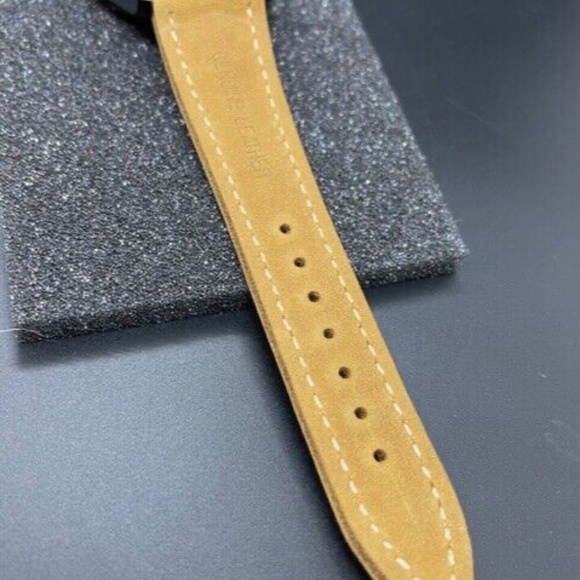 PARNIS 43mm White Dial Power Reserve Black PVD Coating Leather Automatic Watch - Picture 8 of 10